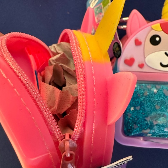 12pc Joe Trend Mini Zip Liquid Floating Glitter Zipper purse w backpack clips - Picture 7 of 12